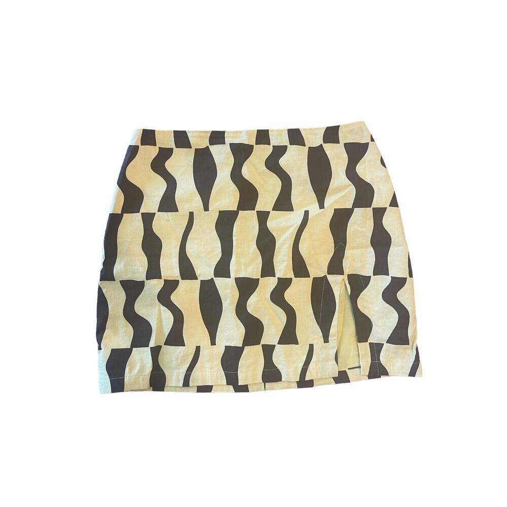 Bailey Rose Abstract Print Skirt Yellow and Brown Size Small